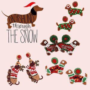 Dachshund Christmas Sweater Dog Pet Lovers Wiener Dog Seed Beaded Earrings